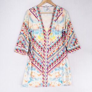 Bar III Dress Womens Sz Small Multicolor Geometric Print Stretch Knit Mini Boho